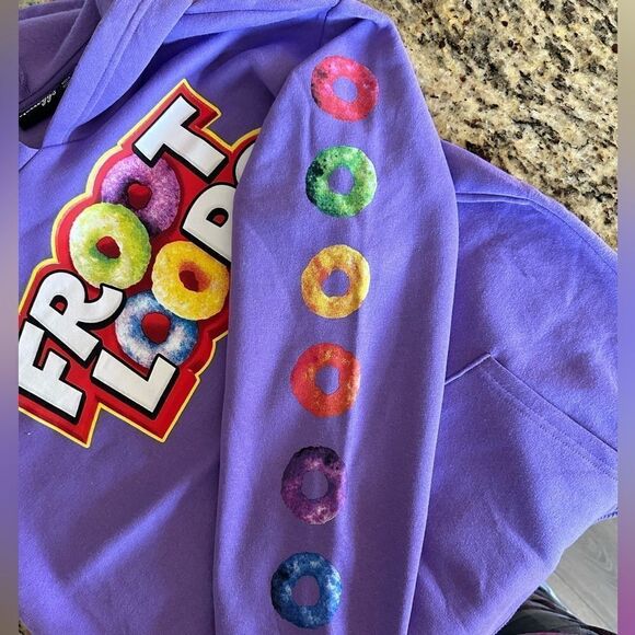 NWOT - Kellogg’s Unisex Purple Hoodie Fruit Loops Graphic Oversized - Size Small - Picture 5 of 5